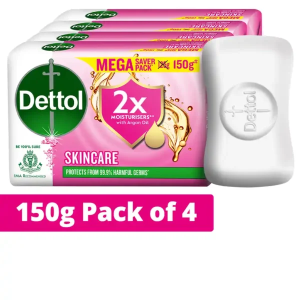 Dettol Skincare Moisturizing Beauty Bathing Soap Bar with Argan Oil For Softer Skin 4 x 150 g