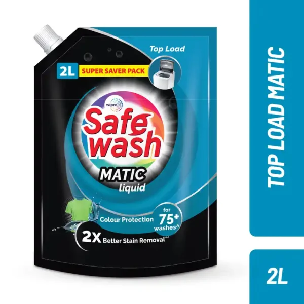 SafeWash Top Load Matic Premium Detergent Liquid | 2X Stain Removal (2L)