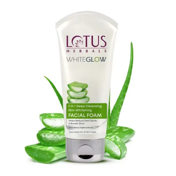 Lotus Herbals Whiteglow 3 In 1 Deep Cleaning Skin Whitening Facial Foam, Chemical Free  100ml