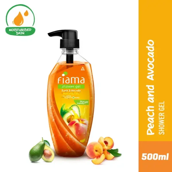 Fiama Body Wash Shower Gel Peach & Avocado, with Skin Conditioners for Soft & Moisturised Skin 500ml