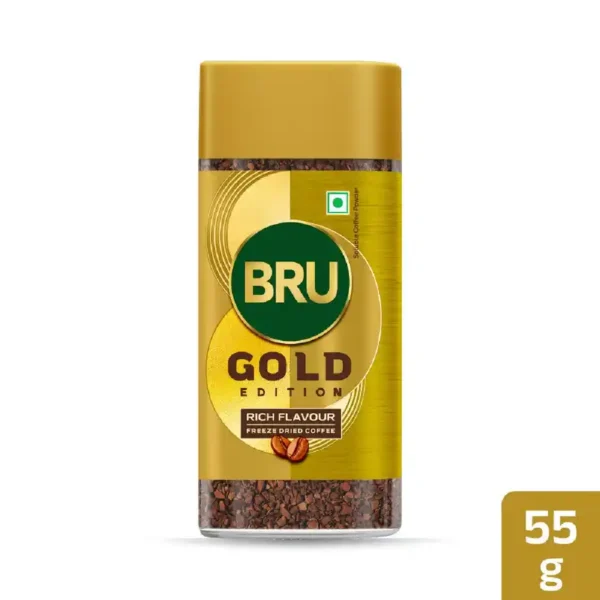Bru Gold Edition | Premium Freeze Dried Coffee | Experience Intense Coffee Taste | Aromatic Instant Coffee 55g