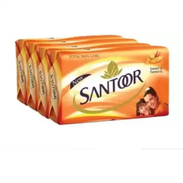 Santoor Skin Moisturizing Sandal and Turmeric Bathing Soap With Anti-Aging Properties 4 x 100 g