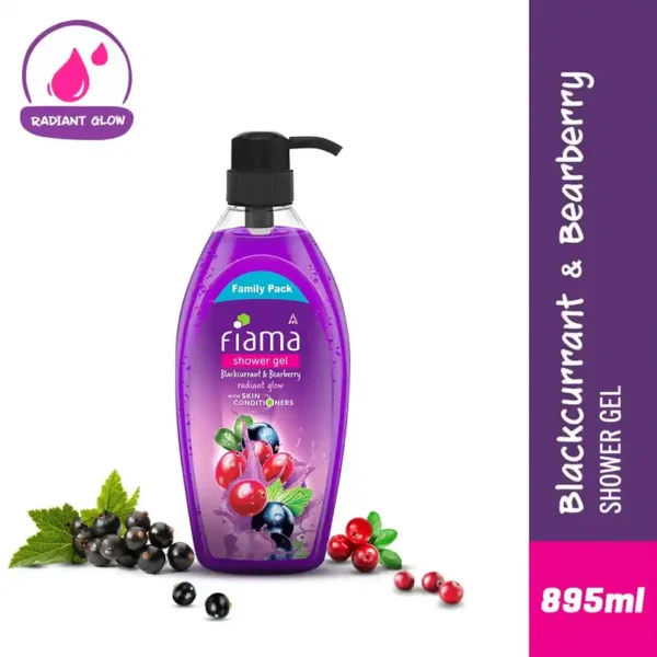 Fiama Body Wash Shower Gel Blackcurrant & Bearberry, with Skin Conditioners for Radiant Glow 895ML